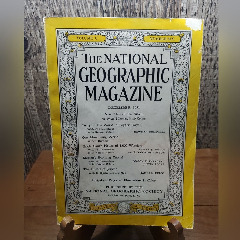 The National Geographic December 1951 New Map Of The World Santa Vintage